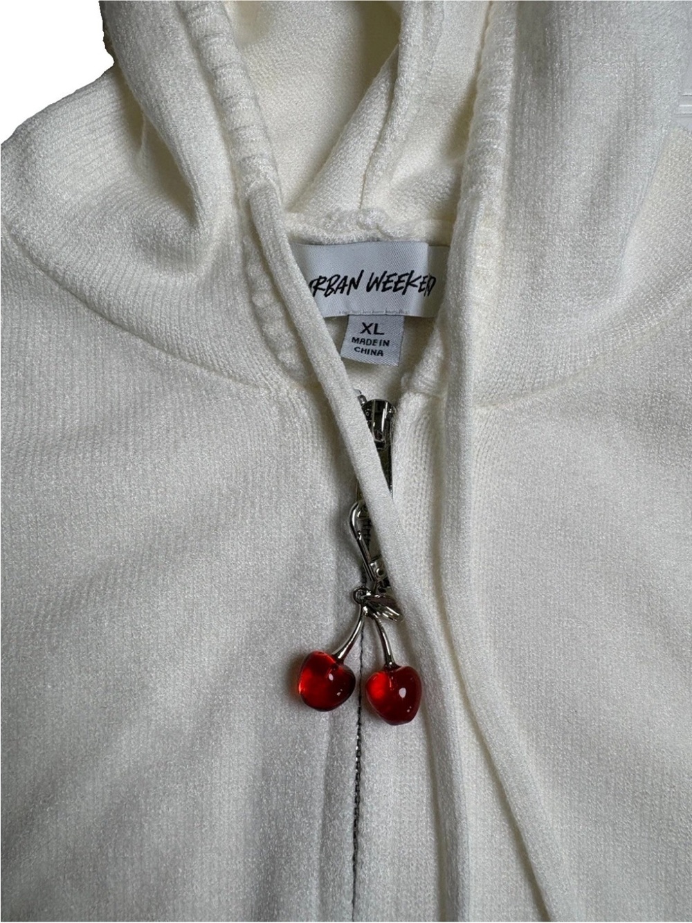 Urban Weekend White Hoodie Sweater Juniors XL Slim Fit Cropped - Picture 4 of 10